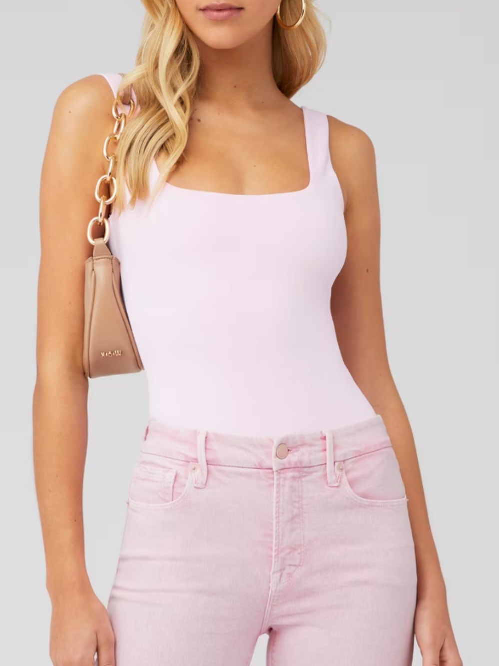 Good American Light Pink Modern Tank Thong Bodysuit!